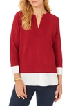 Foxcroft Callahan Layered Pullover In Mum Red