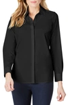 Foxcroft Kylie Non-iron Cotton Button-up Shirt In Black