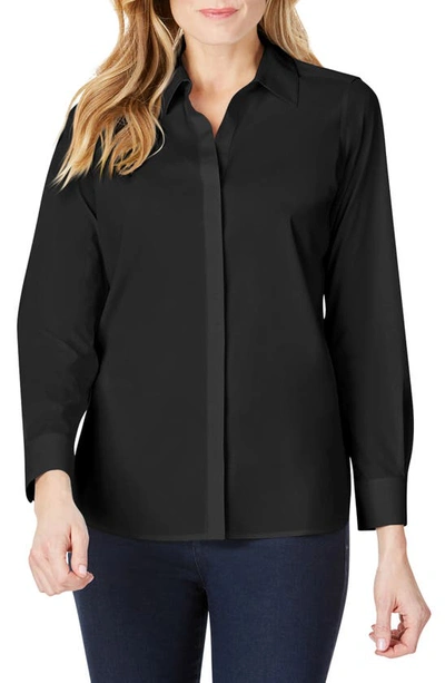 Foxcroft Kylie Non-iron Cotton Button-up Shirt In Black