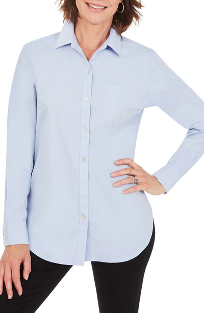 Foxcroft Non-iron Boyfriend Button-up Shirt In Blue Wave