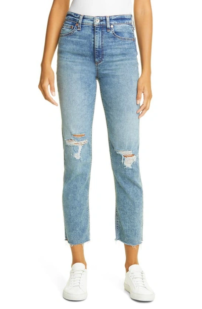 Rag & Bone Nina High-rise Distressed Stretch Cigarette-leg Ankle Jeans In Bloomfield