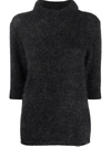Lardini Rosa Virgin Wool Blend Knit Sweater In Black
