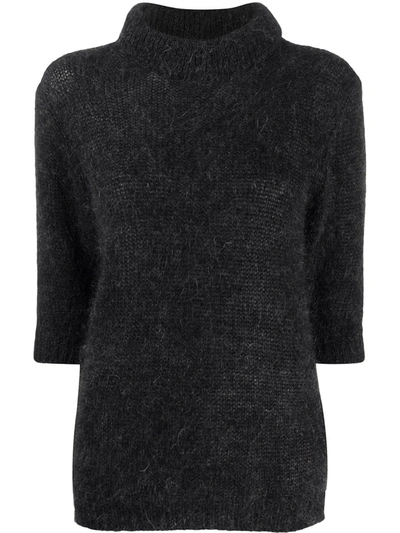 Lardini Rosa Virgin Wool Blend Knit Jumper In Black