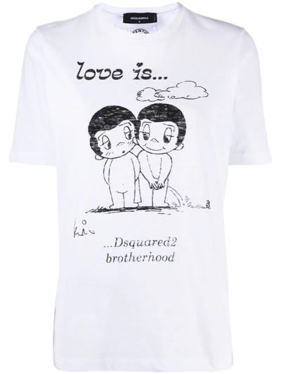 Dsquared2 D Squared Love Is Brotherhood T-shirt In White