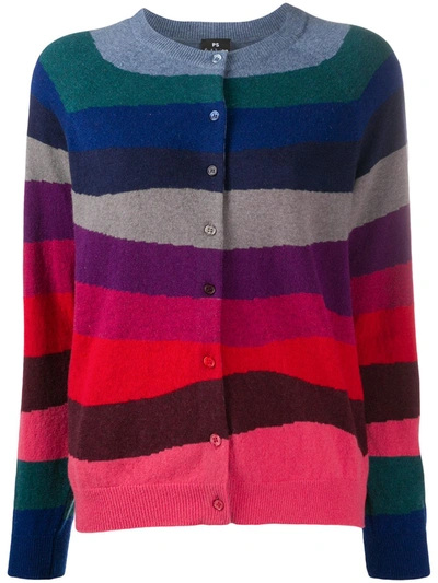 Ps By Paul Smith Striped Rebecca Cardigan In Red
