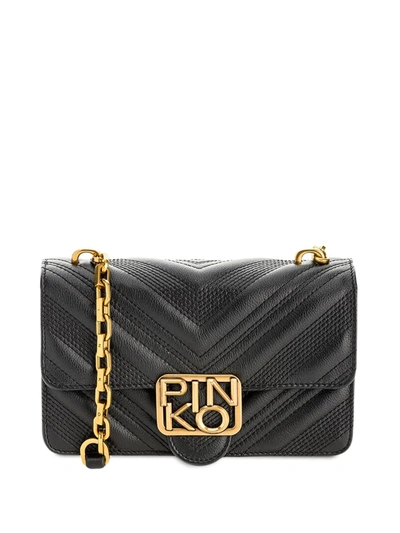 Pinko Quilted Leather Shoulder Bag In Black