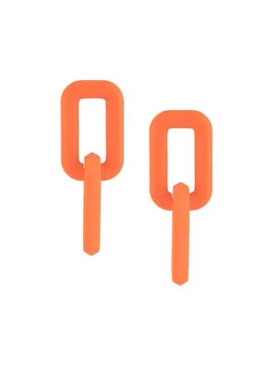 Off-white Chain-link Design Earrings In Orange