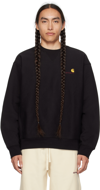 Carhartt Logo-embroidered Cotton-blend Jersey Sweatshirt In Black