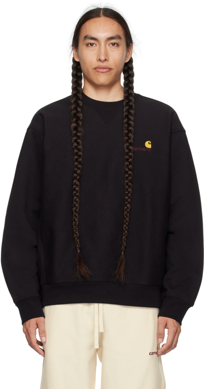 Carhartt Logo-embroidered Cotton-blend Jersey Sweatshirt In Black