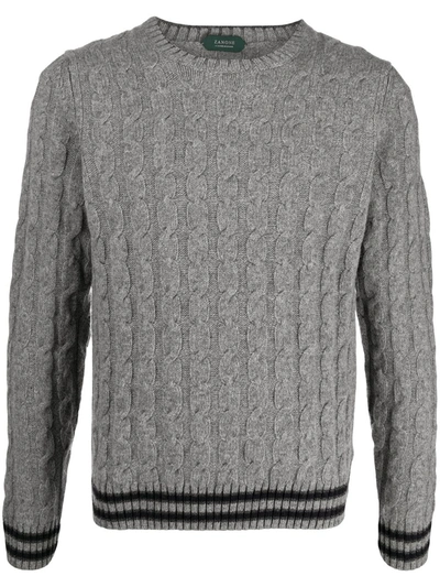 Zanone Cable-knit Wool Jumper In Grey