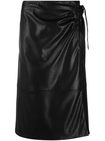 Luisa Cerano Gathered Side Midi Skirt In Black