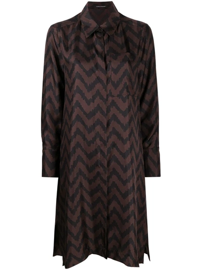 Luisa Cerano Zig Zag Print Shirt Dress In Brown