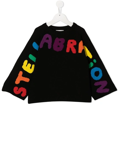 Stella Mccartney Kids' Stellabration Intarsia-knit Tassel Jumper In Black