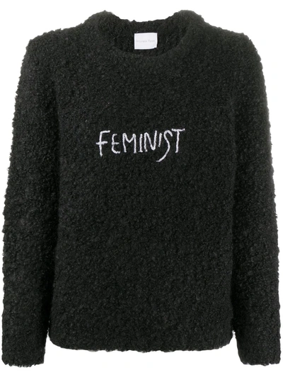 Antonella Rizza Feminist Embroidery Textured Jumper In Black