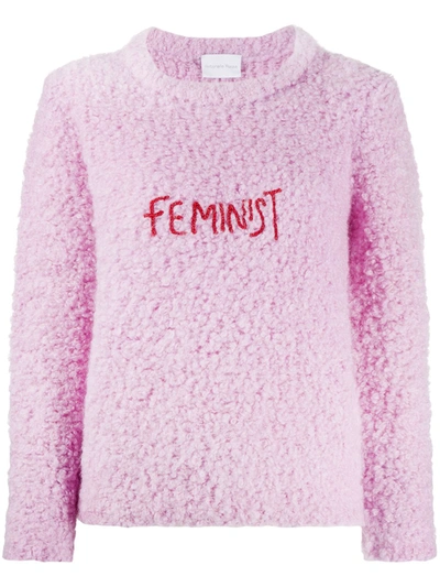 Antonella Rizza Feminist Embroidery Textured Jumper In Pink