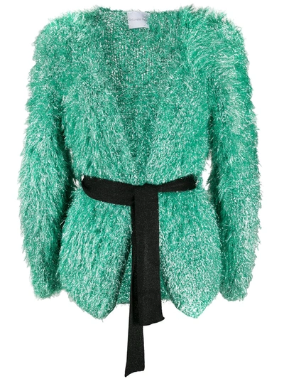 Antonella Rizza Metallic Tie-waist Cardigan In Green