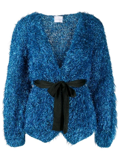 Antonella Rizza Metallic Tie-waist Cardigan In Blue