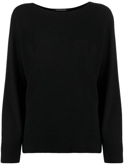 Luisa Cerano Boat Neck Knit Top In Black