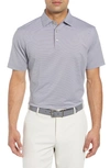 Peter Millar Jubilee Stripe Stretch Jersey Performance Polo In Grey