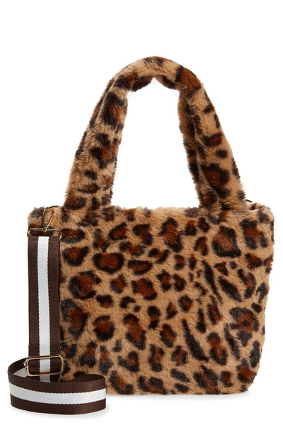 Bari Lynn Kids' Plush Leopard Print Faux Fur Crossbody Bag In Brown