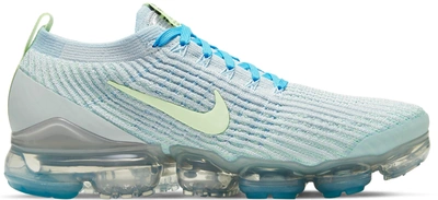 Pre-owned Nike Air Vapormax Flyknit 3 Baltic Blue Barely Volt (women's) In Pure Platinum/baltic Blue-metallic Silver-barely Volt