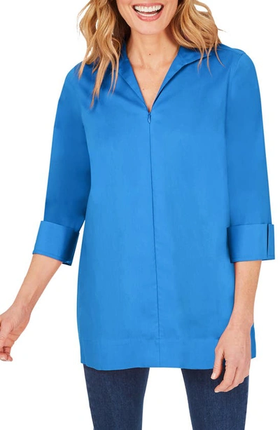 Foxcroft Lydia Wrinkle-free Non-iron Shirt In Malibu Blue