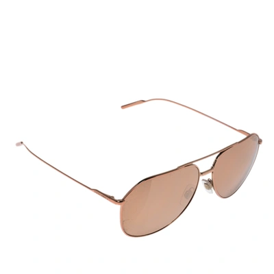 Pre-owned Dolce & Gabbana Rose Gold Plated/ Gold Mirrored Dg 2166 Gold Edition Aviator Sunglasses