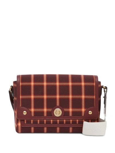Burberry Tartan Technical Cotton Note Crossbody Bag In Red