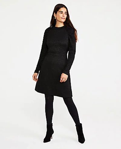 Ann Taylor Animal Jacquard Flare Dress In Black