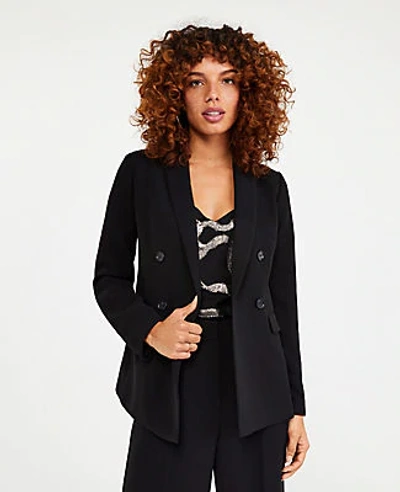 Ann Taylor The Double Breasted Blazer In Doubleweave In Black