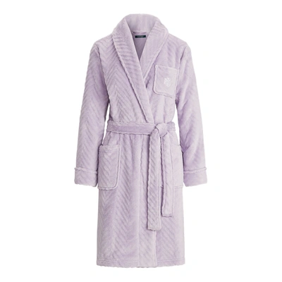 Ralph Lauren Herringbone Shawl-collar Robe In Lavender