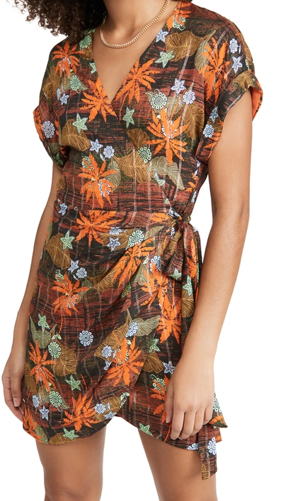 Le Superbe Lookout Wrap Dress In Orange Tropical Floral