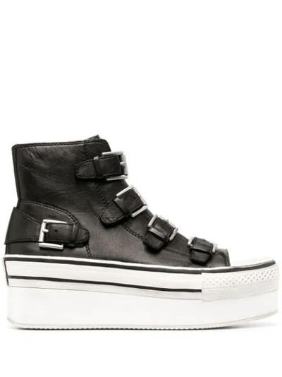 Ash Jewel Buckle High Top Platform Sneaker In Black Leather | ModeSens