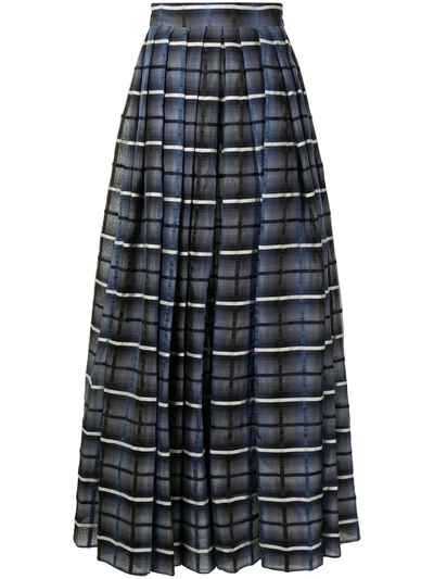 Martin Grant Women's Limited Edition Checked Linen-silk Organza Maxi Skirt In Blue