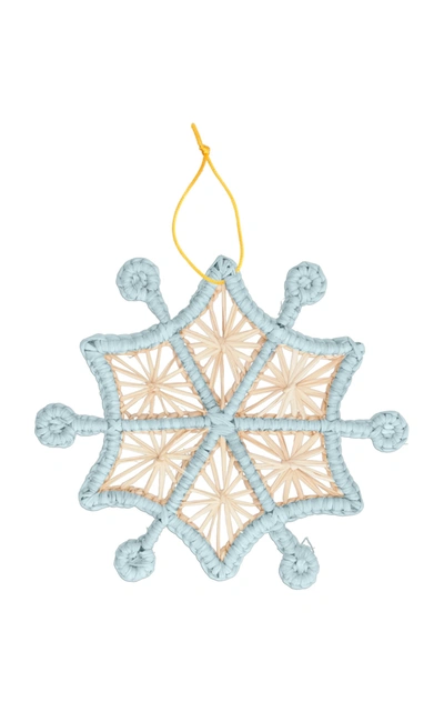 Mercedes Salazar Set Of 4 Snowflake Ornaments In Blue