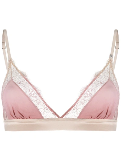 Love Stories Love Lace Lace-trim Satin Bralette In Pink