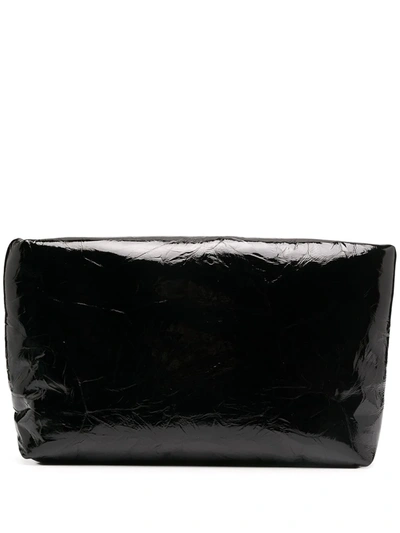 Kassl Editions Patent Leather Clutch Bag In Black