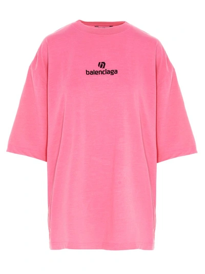 Balenciaga Sponsor Logo Cotton T-shirt In Pink