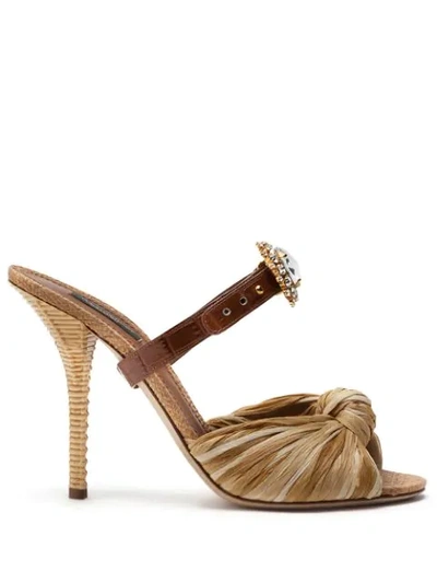 Dolce & Gabbana Jewelled Buckle Mule Sandals In Neutrals