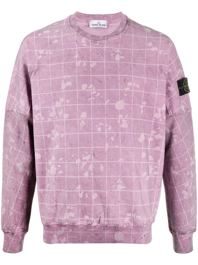 Stone Island Paint-splatter Crewneck Sweatshirt In Purple