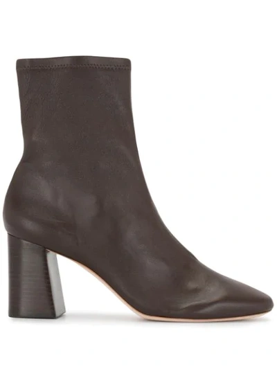 Loeffler Randall Round-toe Leather Ankle Boots In Brown