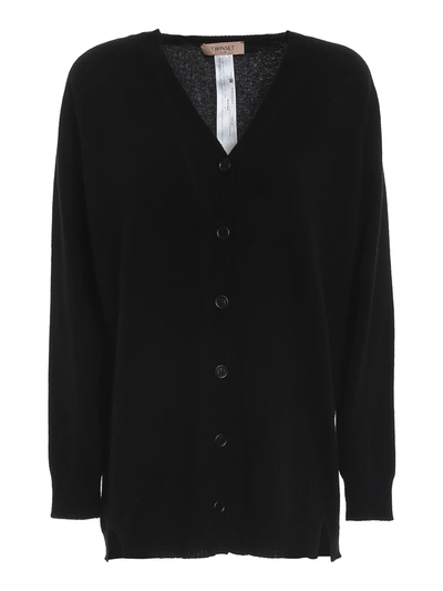 Twinset Cashmere Wool Blend Cardigan In Black