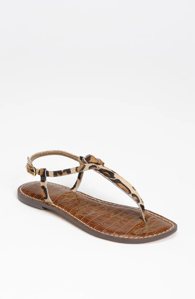 Sam Edelman Gigi T-strap Flat Sandals Women's Shoes In New Nude Leopard