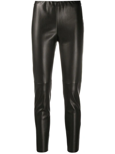 Semicouture Synthetic Leather Trousers In Black