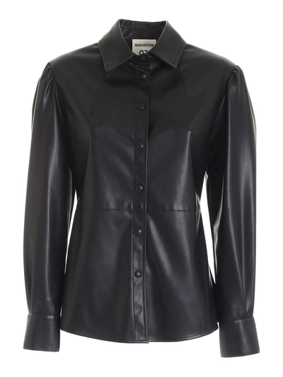 Semicouture Synthetic Leather Jacket In Black