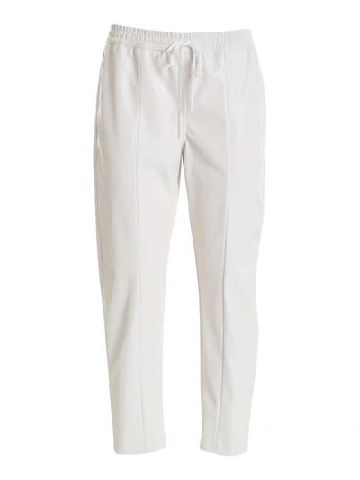 Semicouture Synthetic Leather Crop Pants In White