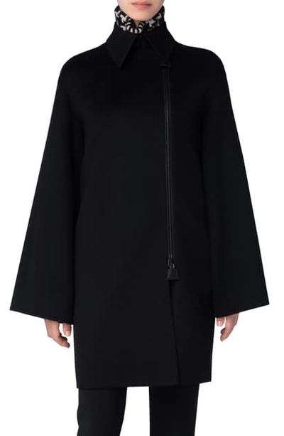 Akris Oversize Double Face Cashmere Coat In Black