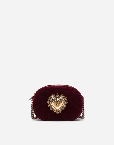 Dolce & Gabbana Devotion Camera Bag In Quilted Smooth Velvet