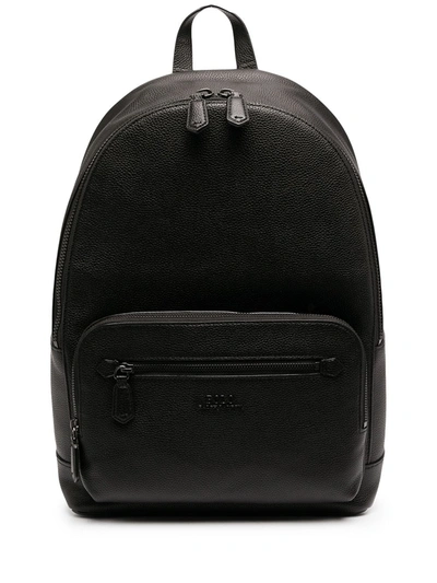 Polo Ralph Lauren Web Strap Pebbled Leather Backpack In Black