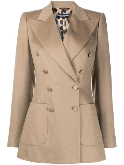 Dolce & Gabbana Double-breasted Felted-cashmere Jacket In Beige